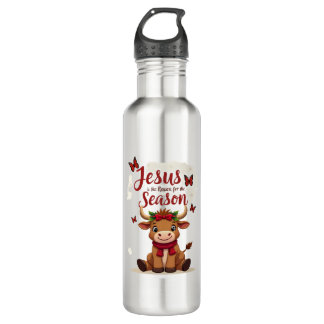 Bouteille D'eau Jesus Reason for The Season Cow Christmas Christia