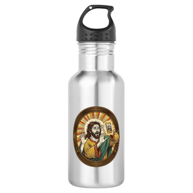 Bouteille D'eau Jesus Selfie Accidentel avec la Caméra Frontale et (Devant)