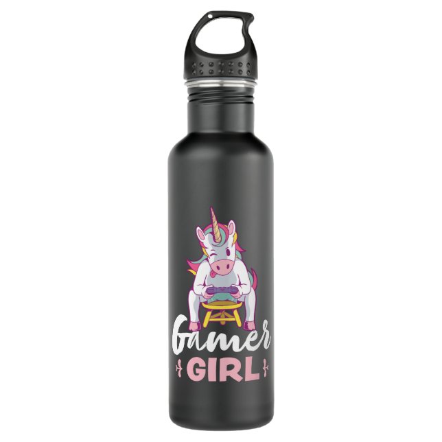 Bouteille D'eau Jeu Unicorn mignon cadeau pour Gamer Girl (Devant)