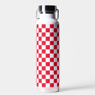 Bouteille D'eau Jockey soies damier rouge et blanc