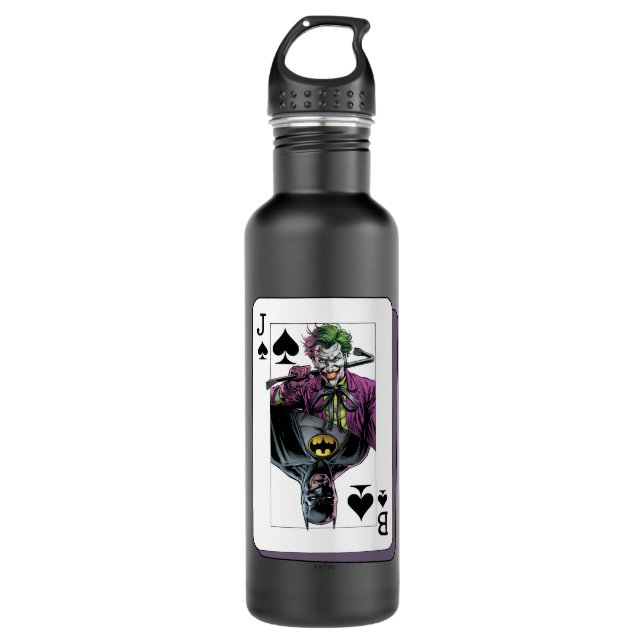 Bouteille D'eau Joker and Batman Spade Playing Card Illustration (Devant)