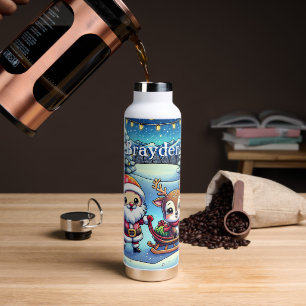 Bouteille D'eau Joli Cartoon Père Noël et Reindeer Noël