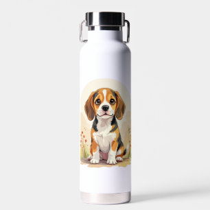 Bouteille D'eau Joli chiot Beagle tricolore noir, fauve et blanc