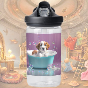 Bouteille D'eau Joli chiot dans une baignoire avec bulles de savon