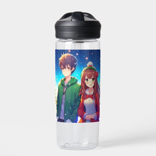 Bouteille D'eau Joli couple d'anime Noël (Extérieur)