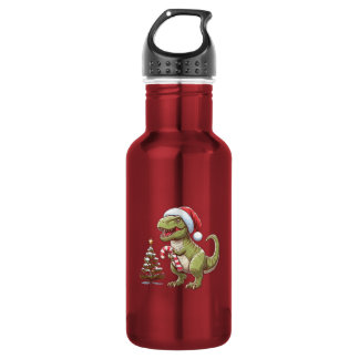 Bouteille D'eau Joli dinosaure en canne de bonbon de Noël