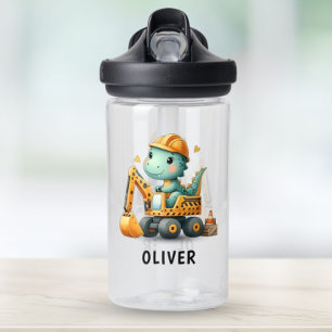 Bouteille D'eau Joli dinosaure sur excavatrice