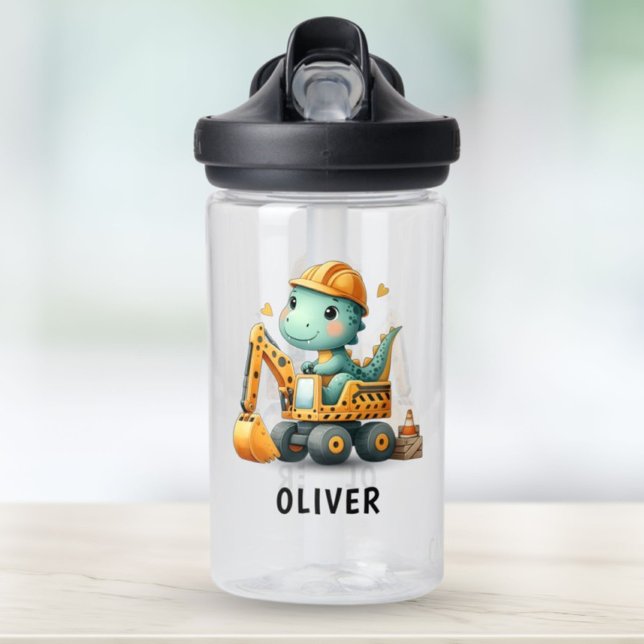 Bouteille D'eau Joli dinosaure sur excavatrice (Créateur téléchargé)
