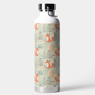 Bouteille D'eau Joli Doodle Fox Forest Motif de bois