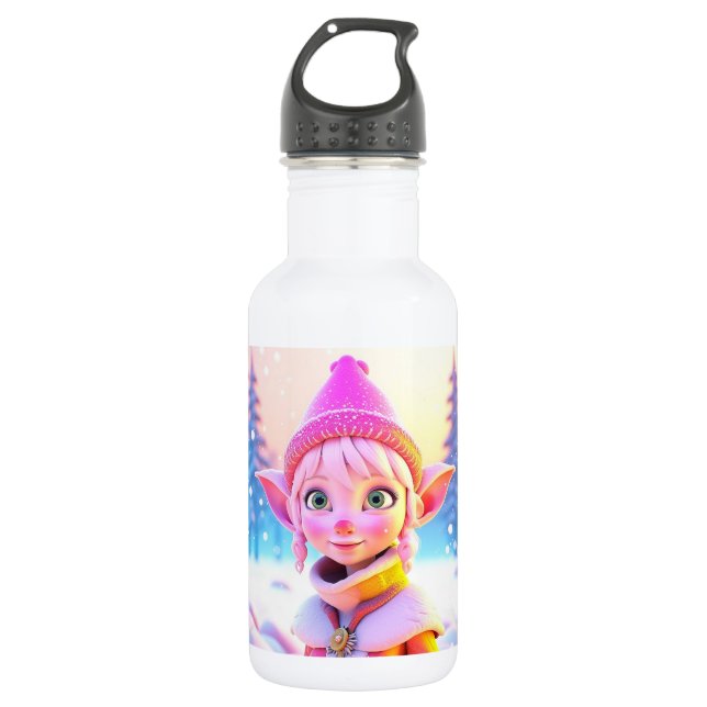 Bouteille D'eau Joli Elfe Rose Noël Fantaisiste (Devant)