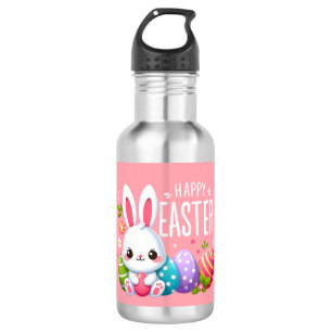 Bouteille D'eau Joli lapin de Pâques rose