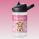 Bouteille D'eau Joli lion ajouter nom avec étoiles enfants rose<br><div class="desc">Bouteille d'eau CamelBak Eddy® pour enfants. Personnalisez avec un nom. Cette bouteille d'eau présente un lion mignon avec des étoiles dans les couleurs rose et blanc.</div>