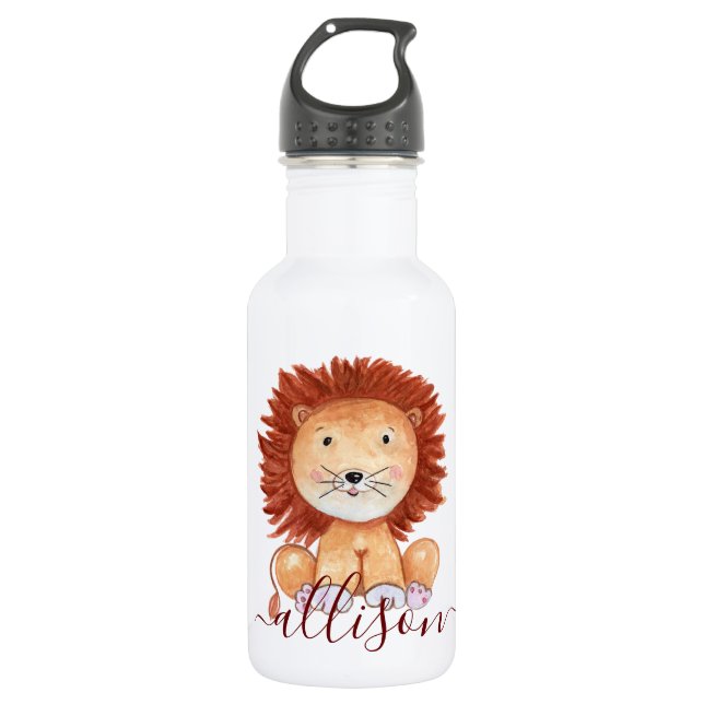 Bouteille D'eau Joli lion dessiné à la main enfants personnalisés (Devant)