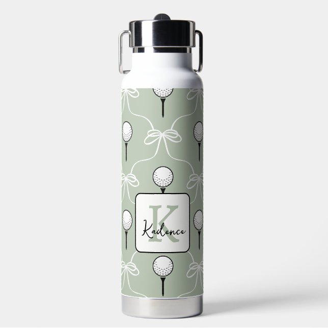Bouteille D'eau Joli monogramme blanc sauge motif golf  (Salle de sport)