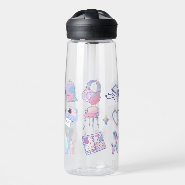 Bouteille D'eau joli motif violet (Avant)
