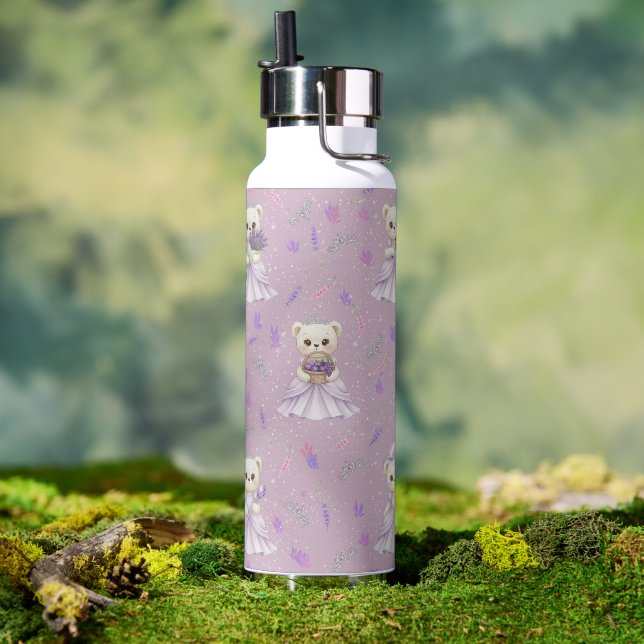 Bouteille D'eau Joli ours princesse lavande  (Couvercle)