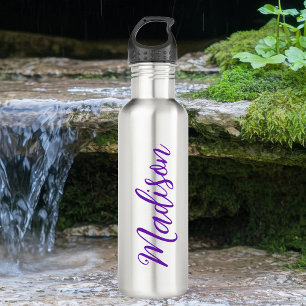Bouteille D'eau Joli Purple Votre Nom Script manuscrit Personnalis