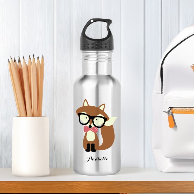 Bouteille D'eau Joli renard hipster Brown (Créateur téléchargé)