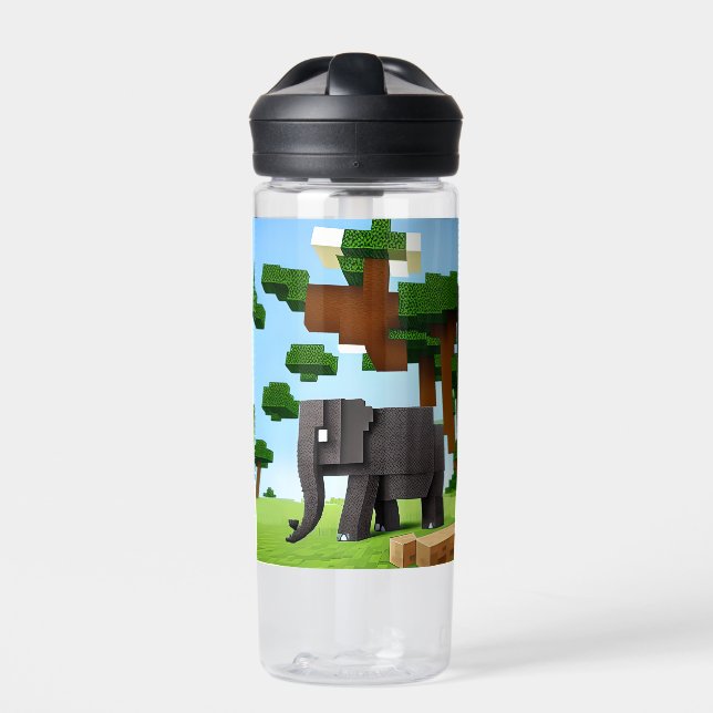 Bouteille D'eau Joli Safari Elephant Pixel Art (Extérieur)