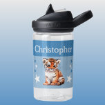 Bouteille D'eau Joli tigre ajouter nom avec étoiles enfants bleu<br><div class="desc">Bouteille d'eau CamelBak Eddy® pour enfants. Personnalisez avec un nom. Cette bouteille d'eau présente un tigre mignon avec des étoiles dans les couleurs bleu et blanc.</div>