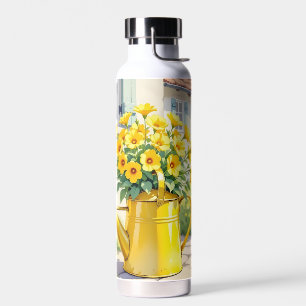 Bouteille D'eau Jolie Fleurs Jaunes dans la canne d'arrosage