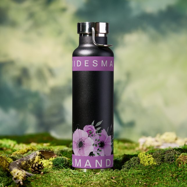 Bouteille D'eau Jolie robe de demoiselle d'honneur florale violett (Extérieur)