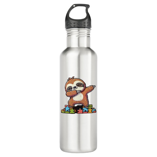 Bouteille D'eau Jolie Sensibilisation sur l'autisme de fentes en D (Devant)