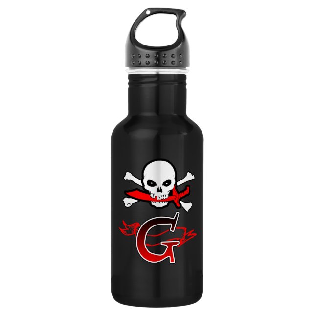 Bouteille D'eau Jolly roger G Monogramme initial (Devant)