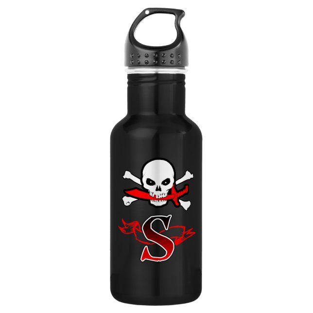 Bouteille D'eau Jolly roger S Monogramme initial (Devant)