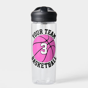 Bouteille D'eau Joueur de basket-ball rose Personnalisé Nom et num