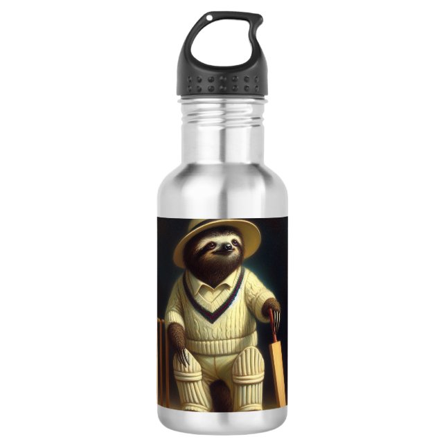 Bouteille D'eau Joueur de cricket Sloth (Devant)