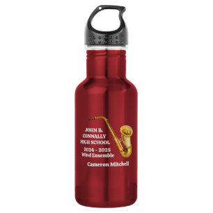 Bouteille D'eau Joueur de saxophone en or Bande personnalisée