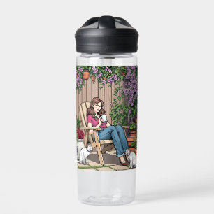 Bouteille D'eau Jour de détente Femmes avec café, chats et Plant