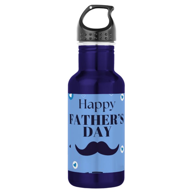 Bouteille D'eau Joyeuse Fête des Pères – Moustache & Cœur Design (Devant)