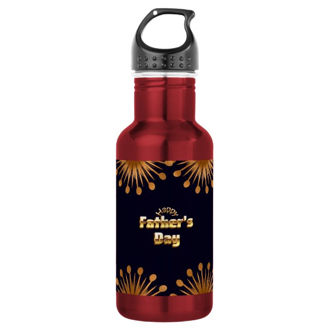 Bouteille D'eau Joyeuse Fête des Pères Texte en 3D Bold Or (Devant)