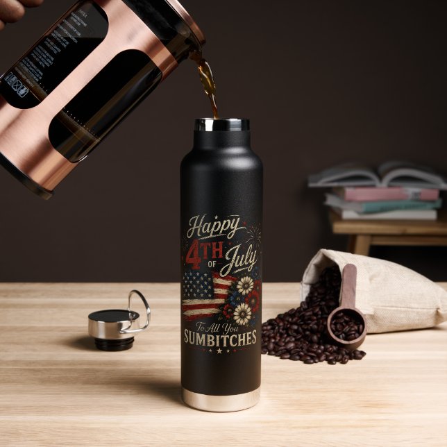 Bouteille D'eau Joyeux 4 juillet (Café (pivoté))