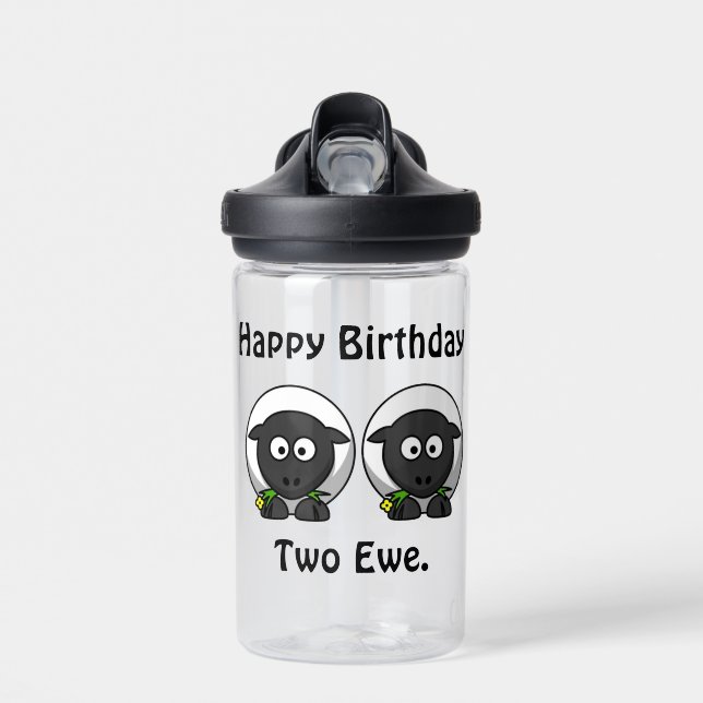 Bouteille D'eau Joyeux Anniversaire Deux Ewe À Vous Cartoon (Avant)