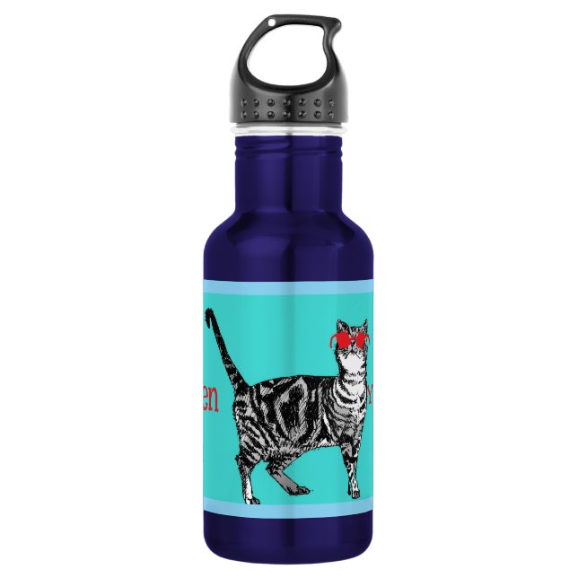 Bouteille D'eau Joyeux anniversaire Vous Cool Tabby Chat Mens Mari (Devant)