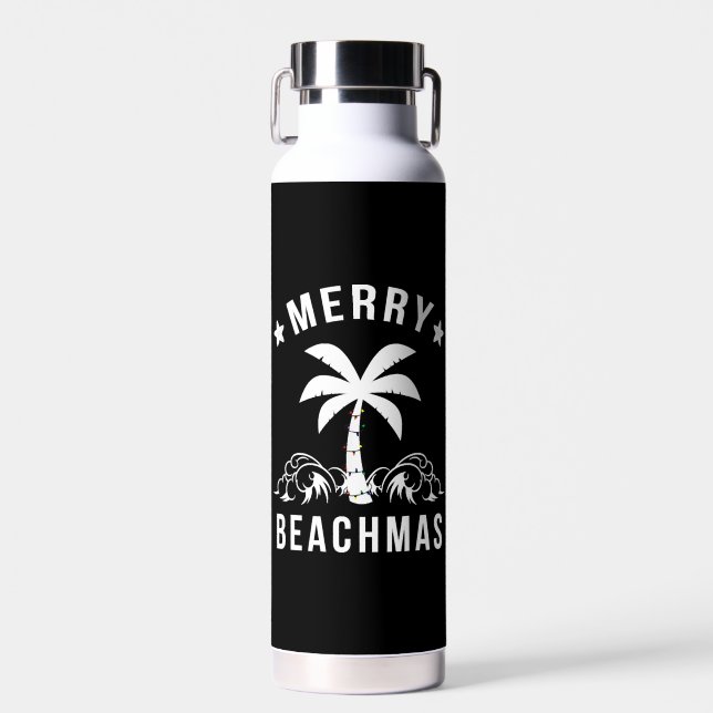Bouteille D'eau Joyeux Beachmas Palm Tree Beach Noël (Avant)