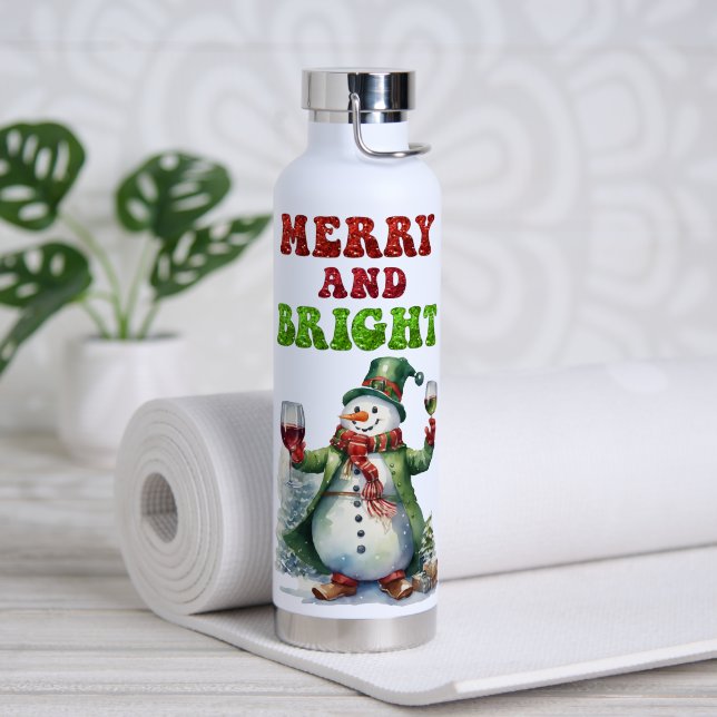 Bouteille D'eau Joyeux bonhomme de neige (Yoga (pivoté))