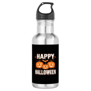 Bouteille D'eau Joyeux Halloween Citrouille Chauve-Souris Vecteur