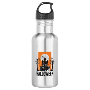 Bouteille D'eau Joyeux Halloween Maison Hantée Graphique Vintage_1