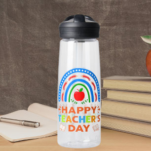 Bouteille D'eau Joyeux Jour des enseignants Arc en ciel et Apple