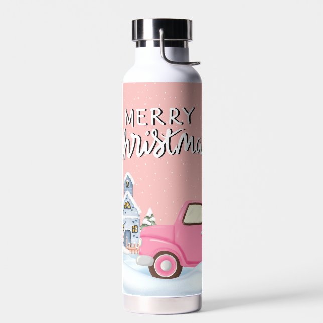 Bouteille D'eau Joyeux Noël rose (Gauche)