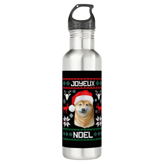 Bouteille D'eau Joyeux Noël Shiba Inu Soft Christmas Chien T Shi (Devant)