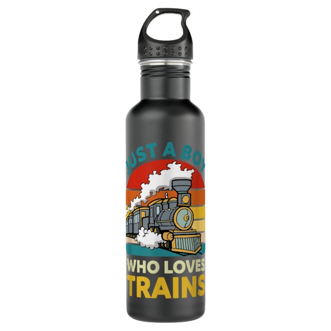 Bouteille D'eau Just A Boy Who Loves Trains Funny Train Toddler Bo (Devant)