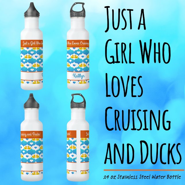 Bouteille D'eau Just a Girl Who Loves Cruising and Ducks–Name  (Just a Girl Who Loves Cruising and Ducks–Stainless Steel Water Bottle–Personalized with Your Name)
