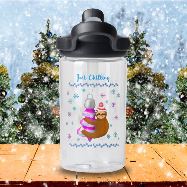 Bouteille D'eau Juste Chilling Mignonne Sloth Accroché À L'Ornemen (Cozy up to the holidays with our Cute Sloth on Ornament Water Bottle!)