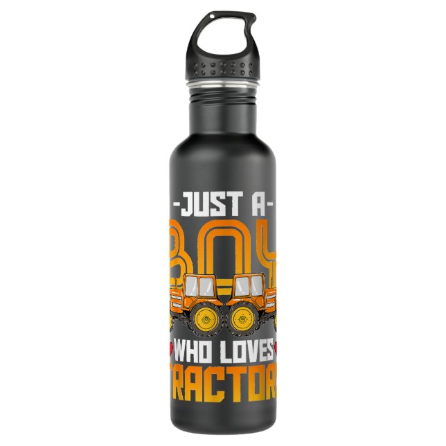 Bouteille D'eau Juste un garçon qui aime Tracteurs Agriculture Tra (Devant)