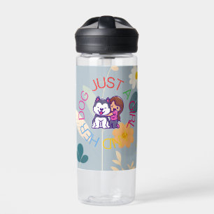 Bouteille D'eau Juste Une Fille Et Son Chien Cadeau Floral Husky M